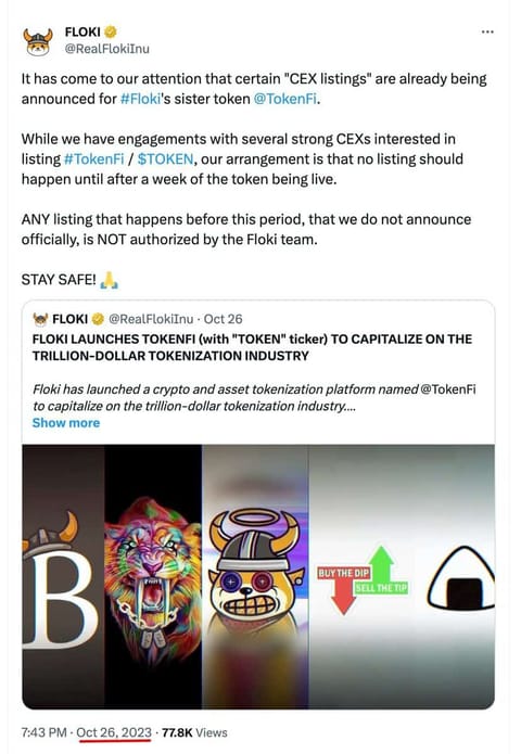 Floki accuses Bitget of unauthorized and misleading $TOKEN listing