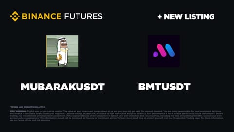 Binance lansează tranzacționarea futures pentru BMT și MUBARAK