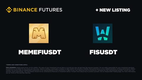 Binance lanzó el comercio de futuros para MEMEFI y FIS