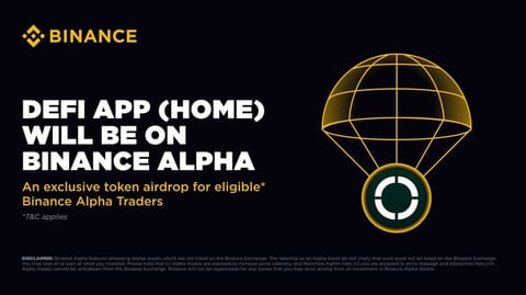 Binance es la 1.ª plataforma de criptomonedas en listar la DeFi App (HOME) el 10 de junio