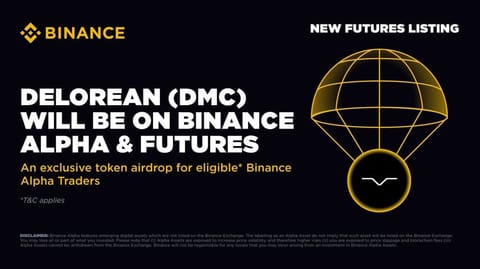Binance será la 1.ª plataforma cripto en listar DeLorean (DMC) el 24 de junio