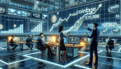Coinbase Stocks Surge by 9% Amidst Bitcoin's Rebound from $70,000 Mark