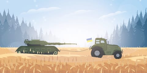 Un fermier din Ucraina a scos la licitație, ca NFT-uri, tancuri rusești