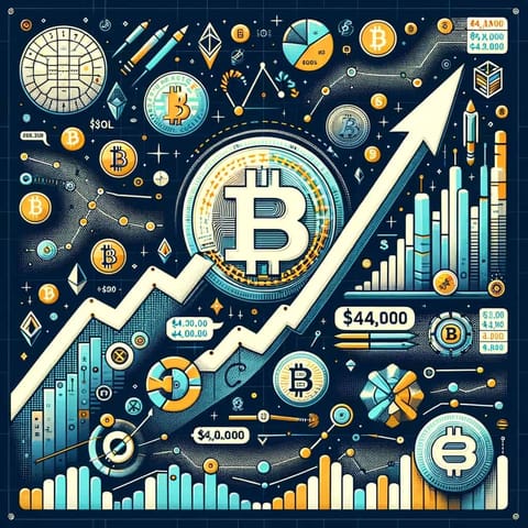 Bitcoin's resilient climb towards $44,000 amid stock market volatility