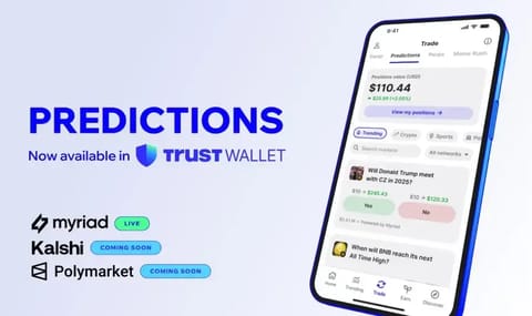 Trust Wallet integra Predictions, consentendo agli utenti di guadagnare sui risultati del mondo reale